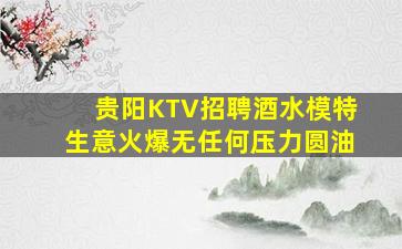 贵阳KTV招聘酒水模特生意火爆无任何压力圆油